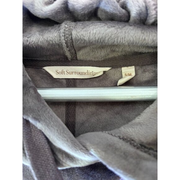 Soft Surroundings Womens S/M Gray Soft Velour Hooded Oversized Sweater Pullover - Picture 3 of 6